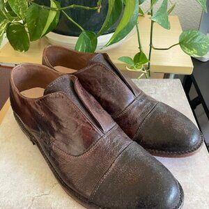 BED STU Rose  Cap Toe Oxford Distressed Brown Leather Laceless  Wms 11